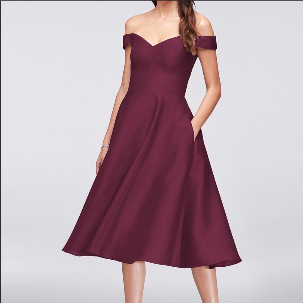 Wine off the shoulder midi dress
